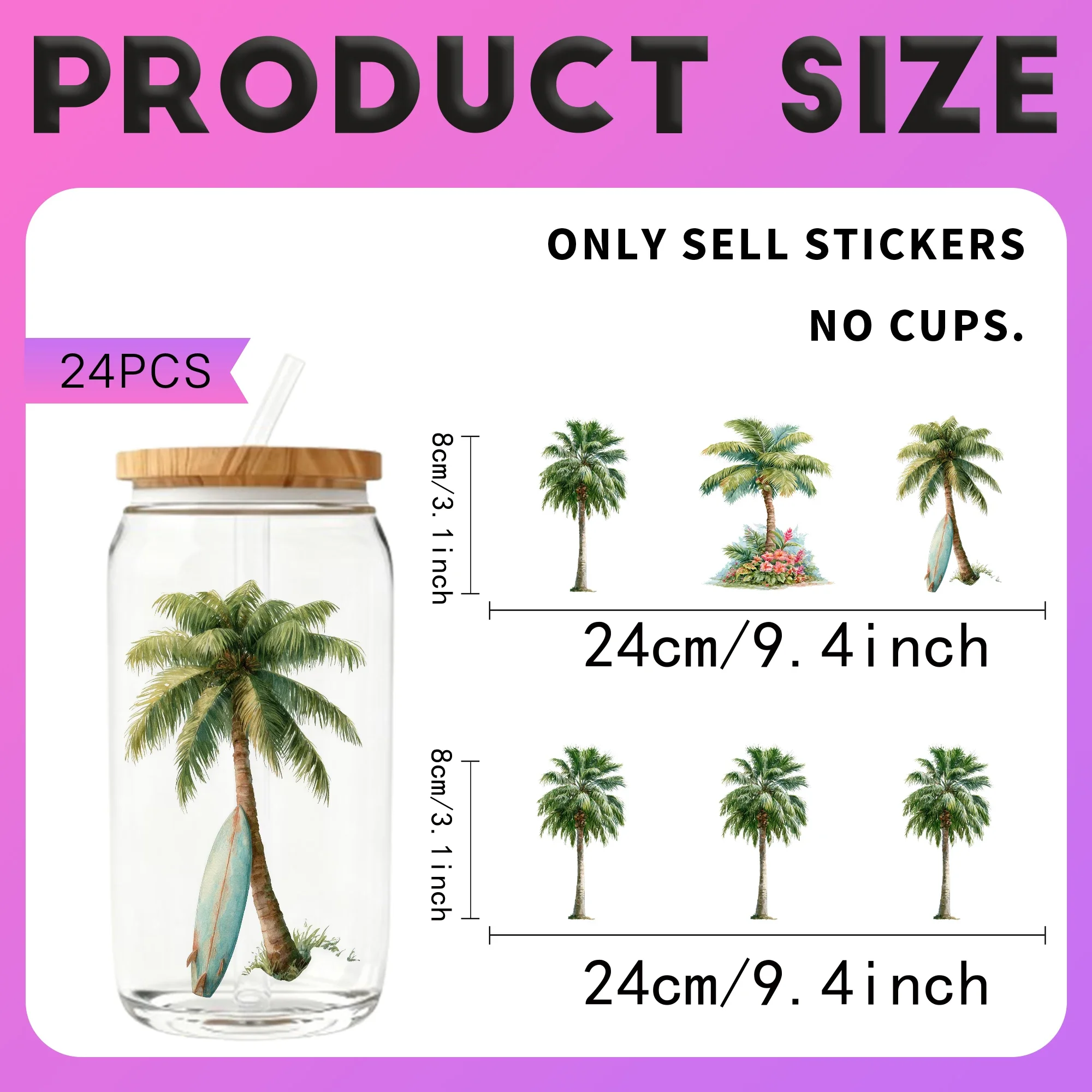 24PCS/Set Palm Tree Watercolor - đánh giá và giá Rdta Tank Glass