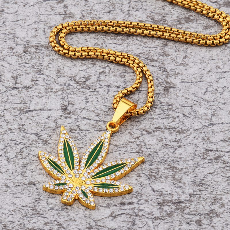 Rhinestone Weed Pendant Neckla - đánh giá và giá Dry Herb Vaping Accessories
