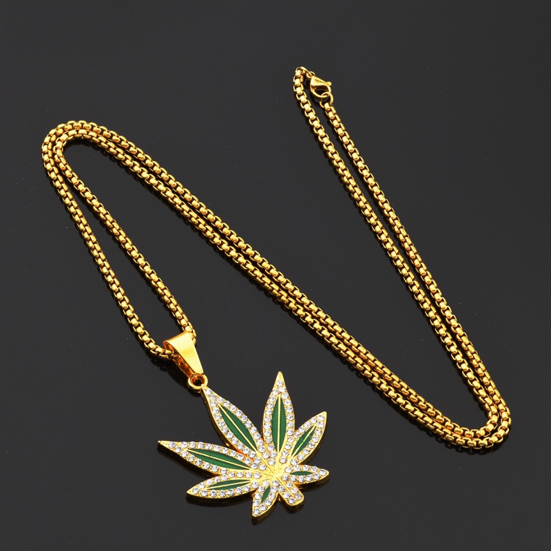 Rhinestone Weed Pendant Neckla - đánh giá và giá Dry Herb Vaping Accessories