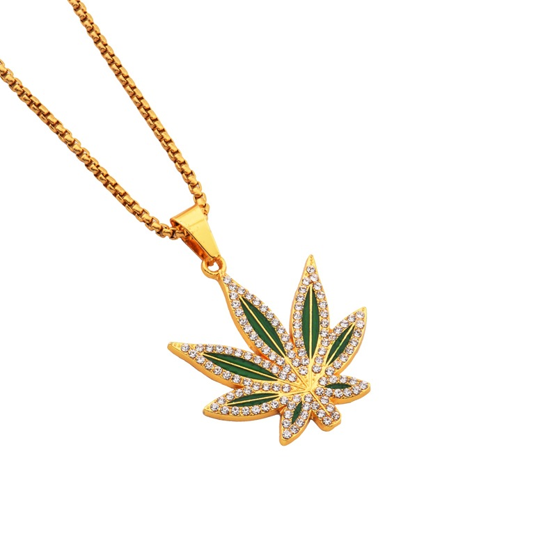 Rhinestone Weed Pendant Neckla - đánh giá và giá Dry Herb Vaping Accessories